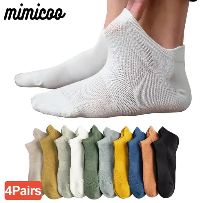 4 paires homme coton chaussettes courtes mode respirant maille hommes confortable décontracté cheville chaussette Pack