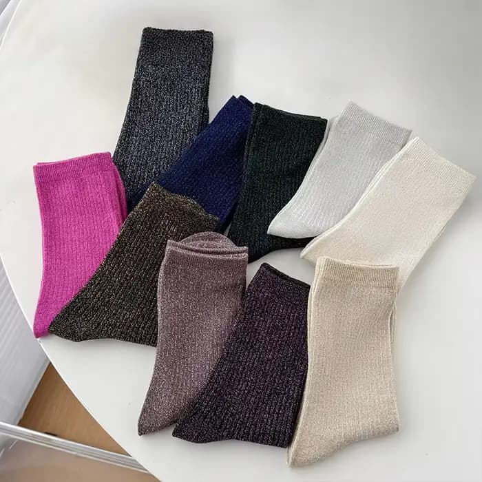 1 3 5 paires de chaussettes rayées en fil métallique pour femmes