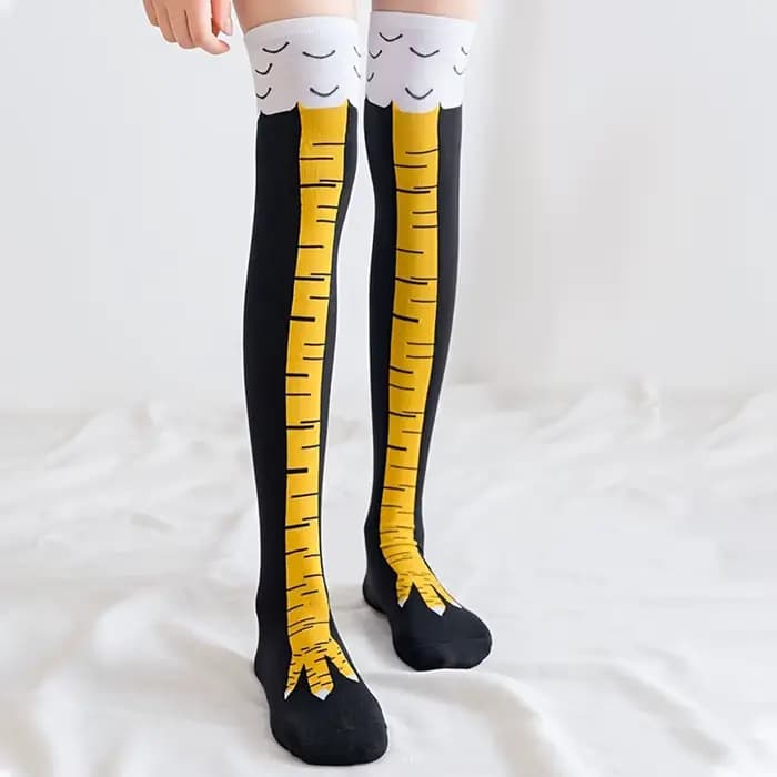 1/2/5/10 paires femmes genou chaussettes hautes à la mode dessin animé drôle poulet griffe