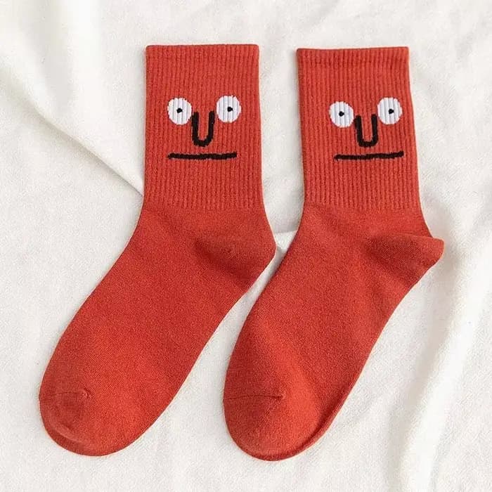Chaussettes tendance coréennes Funky Harajuku pour femmes, chaussettes colorées à expressions amusantes, chaussettes Kawaii pour filles, chaussettes unisexes surprise mi-hautes pour femmes