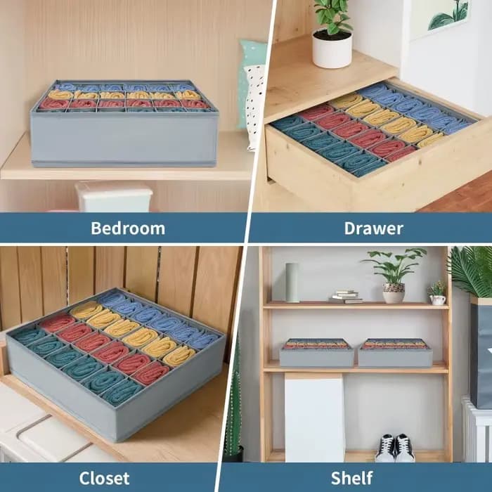 Boîte de rangement pliable à 24 compartiments, organiseur en tissu pour chaussettes et sous-vêtements, pour armoire, tiroir, organisation de la maison