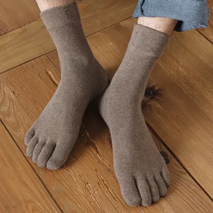 Chaussettes à orteils en laine pour hommes, courtes, thermiques, solides, décontractées, douces, épaisses, antibactériennes, respirantes, garde au chaud, chaussettes à cinq doigts, hiver