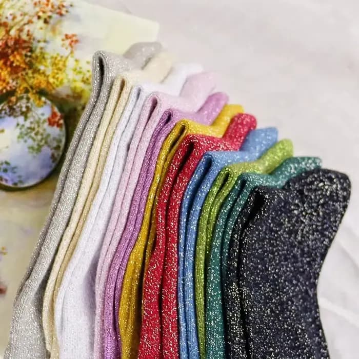 Chaussettes colorées à paillettes en filigrane pour femmes