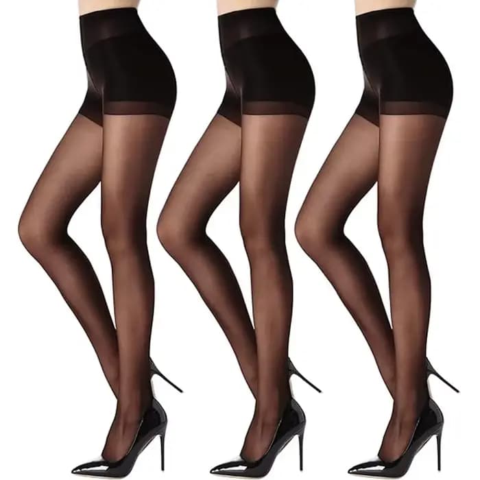 3 paires de collants 20D pour femmes avec haut de contrôle et orteils renforcés