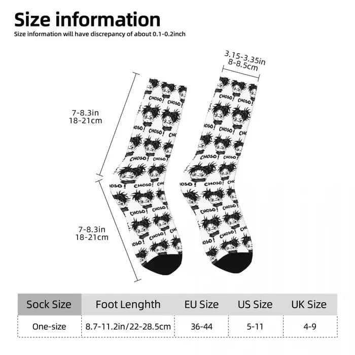 Jujutsu Kaisen bas hommes Choso JJk chaussettes haute qualité chaussettes coréennes automne Skateboard motif antidérapant chaussettes cadeau d'anniversaire