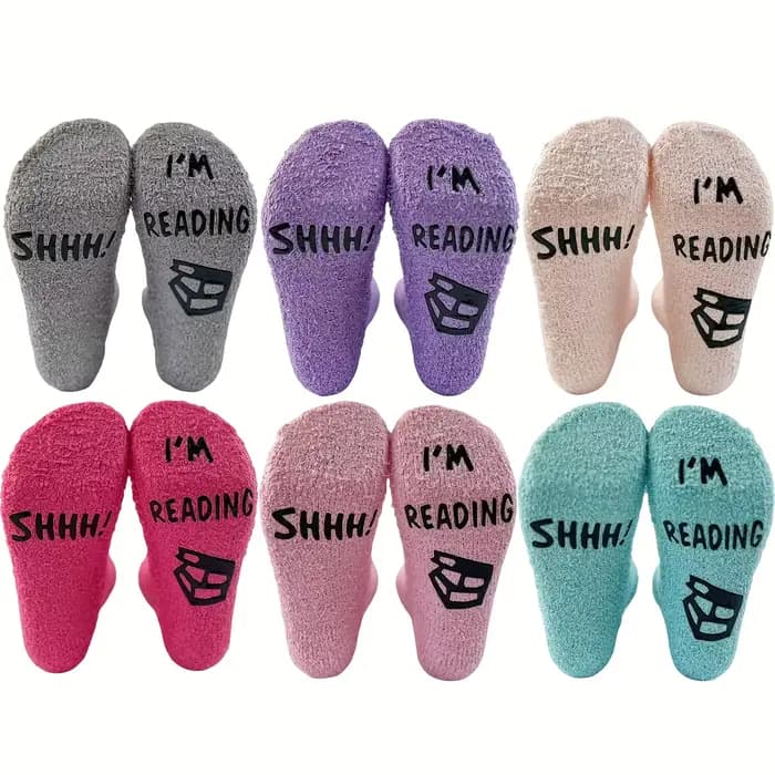 1 paire de chaussettes de sol sur le thème du livre - "Shh! Je lisends"