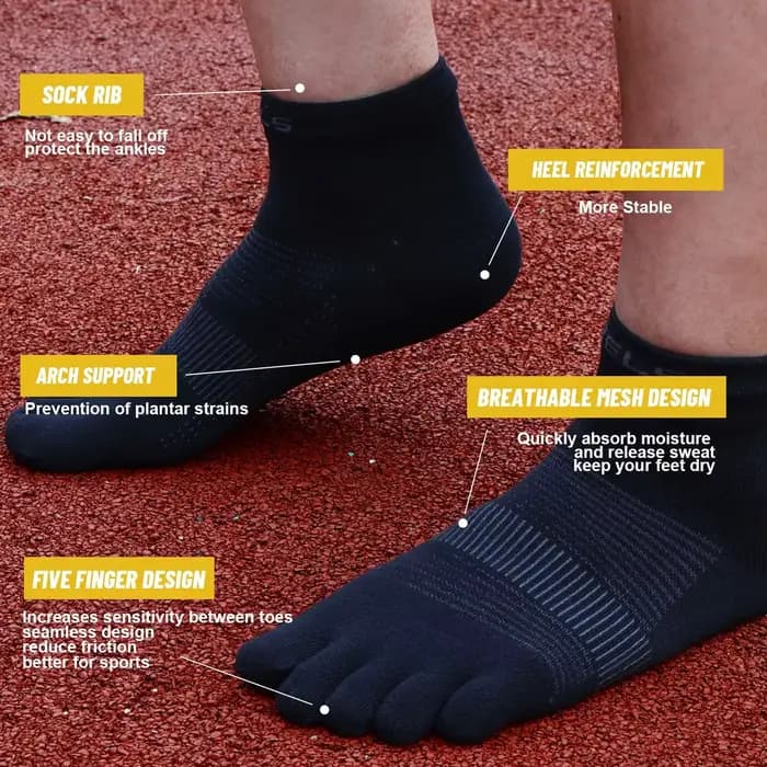COOLMAX 5 orteils chaussettes évacuant l'humidité résistant aux chocs chaussettes de course pour Marathon séchage rapide respirant Blister prévention orteil chaussettes