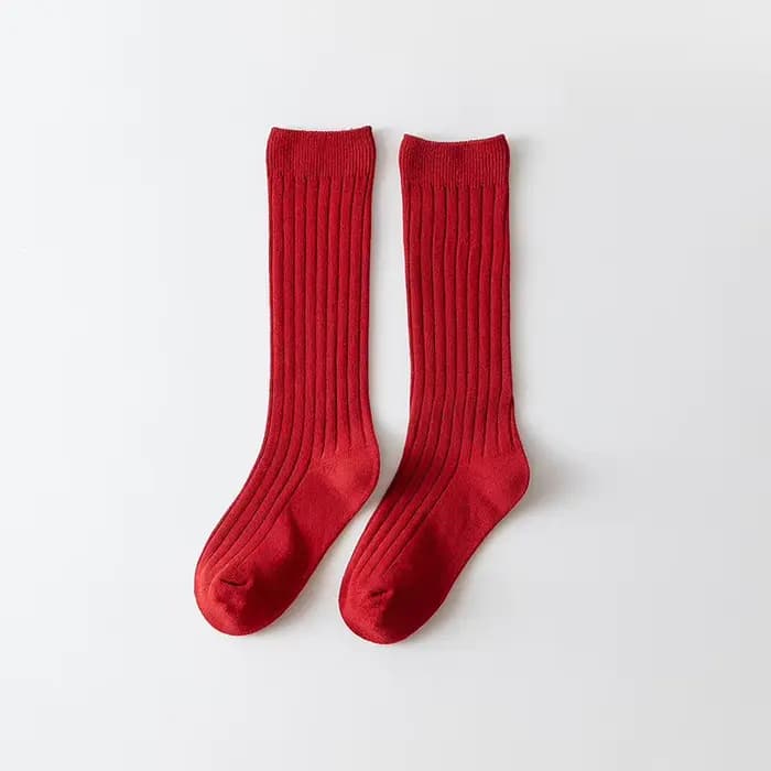 Chaussettes hautes en coton uni à rayures pour bébé fille et garçon de 0 à 3 ans