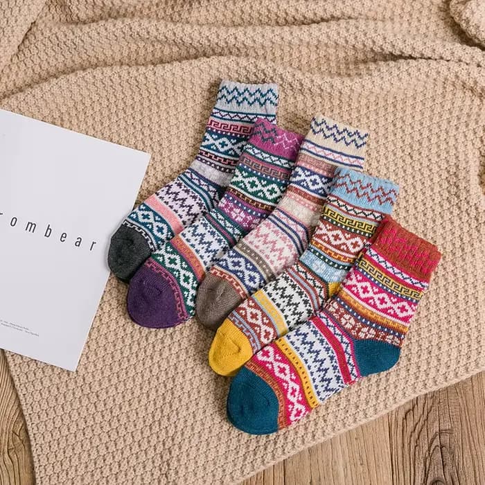 5 paires/lot nouvelles chaussettes en laine pour femmes couleur mixte mode