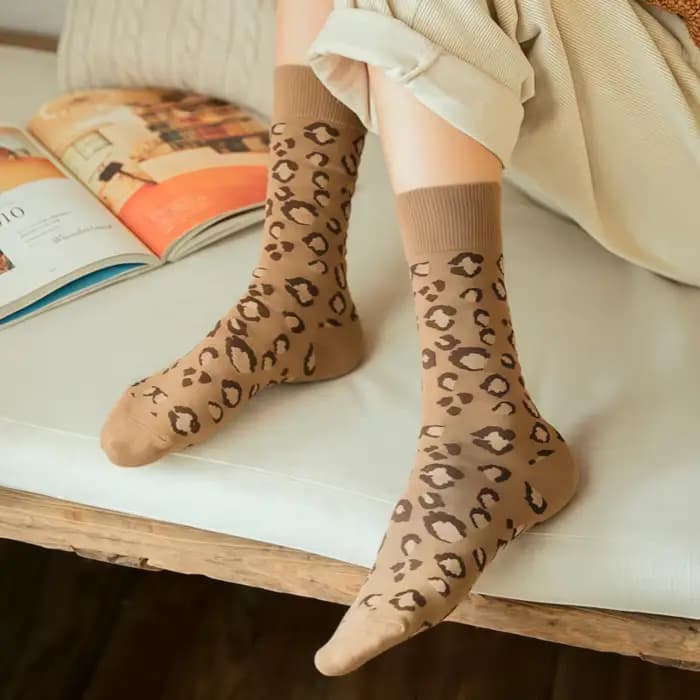 1 3 5 paires de chaussettes imprimées léopard pour femmes