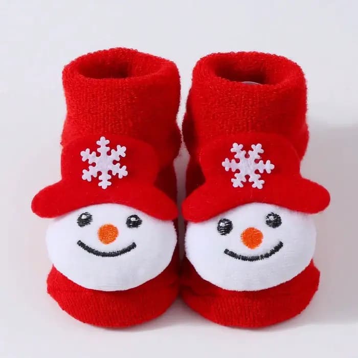 Mignon père noël poupée tricoté bébé chaussettes nouveau-né enfant en bas âge doux bonhomme de neige cerf chaud