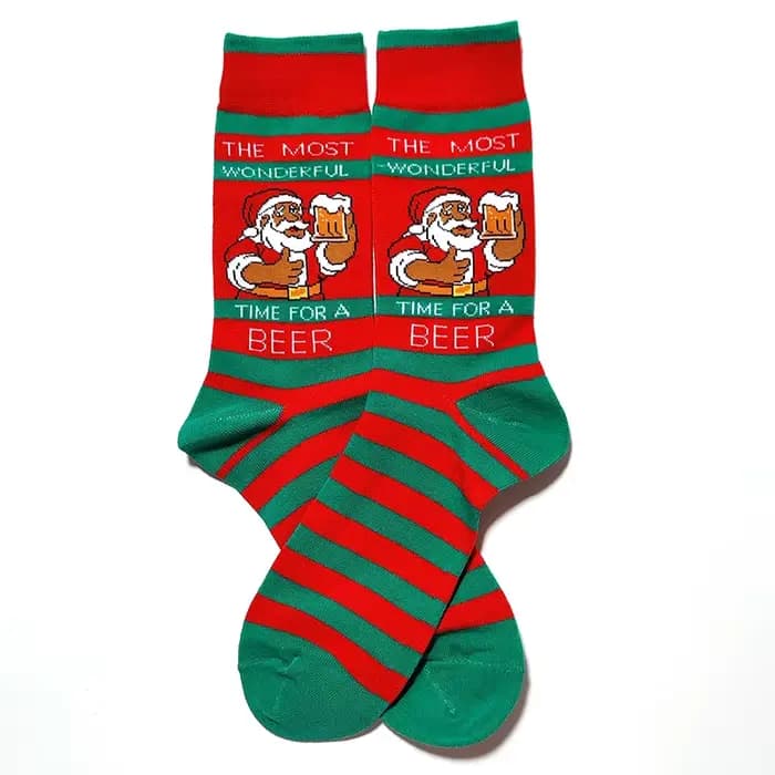 2025 nouveaux hommes chaussettes de noël nouvel an drôle flocon de neige bière père