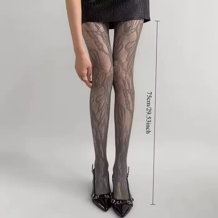 1/2 Pcs Collants en dentelle française ajourée à motif floral