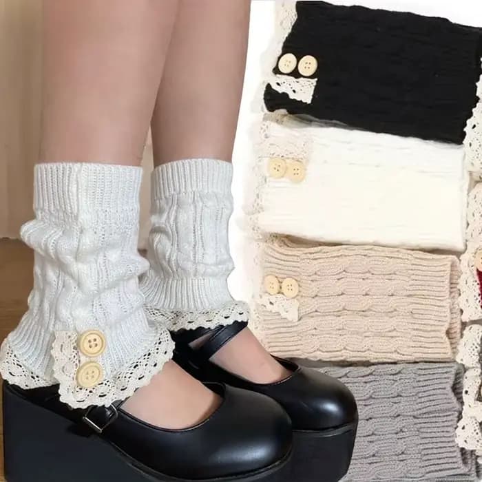 Jambières pour femmes cheville hiver chaud Stretch tricoté Slouch thermique dames épais laine poignets bottes chaussettes femme guêtre Lolita Y2k