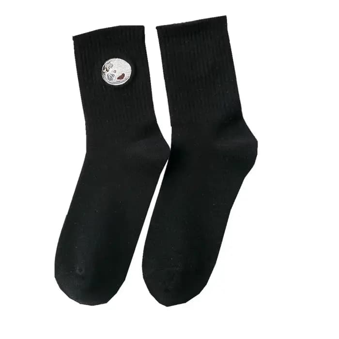 Chaussettes japonaises pour femmes, confortables, en coton de haute qualité, broderie de planètes, mignonnes, simples, polyvalentes, pour filles, vente en gros