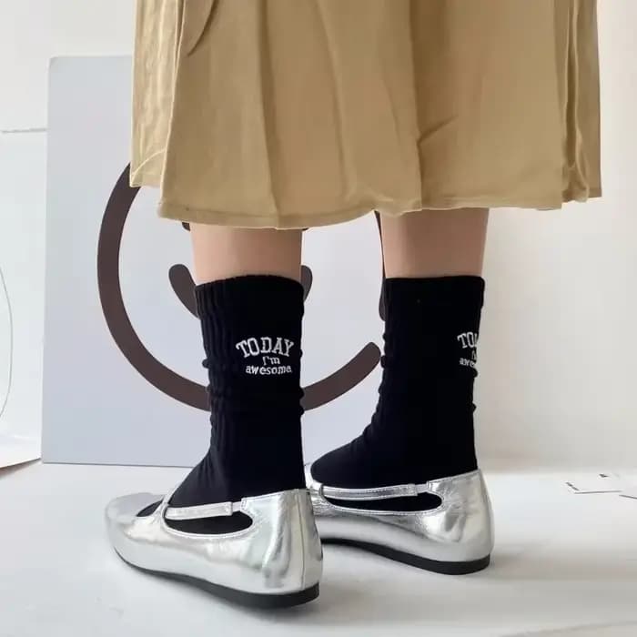 Chaussettes mi-tube en coton avec lettre brodée pour hommes et femmes