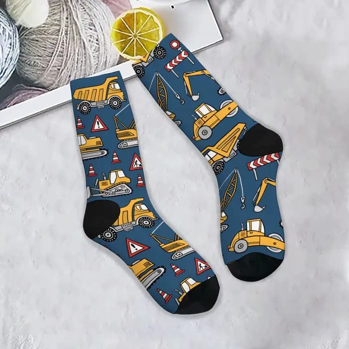 Chaussettes de dessin animé sur le thème de la Construction de routes