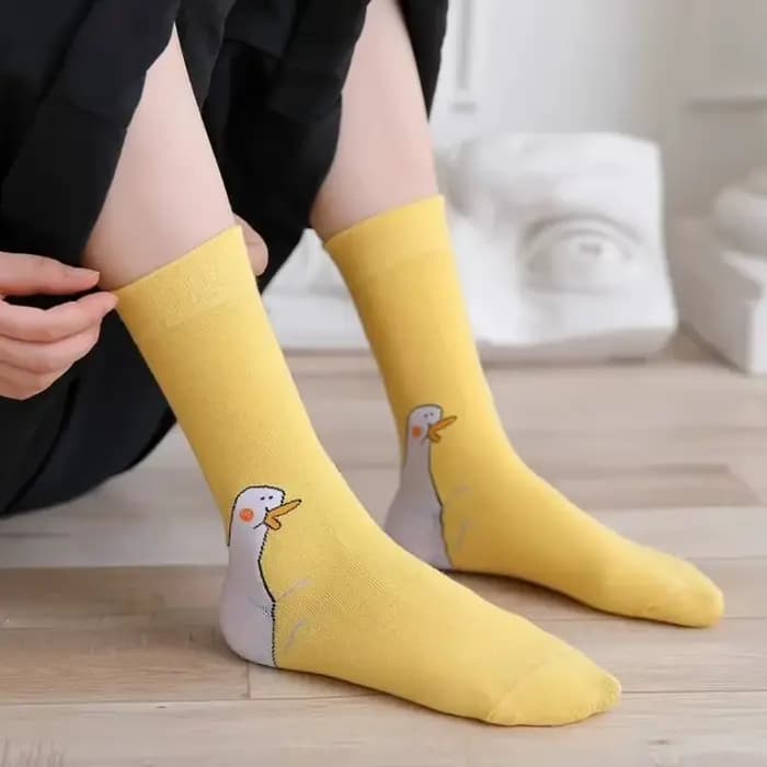 Nouvelles Chaussettes en Coton Sportives à Motif Tête d'Oie Amusante et Originale