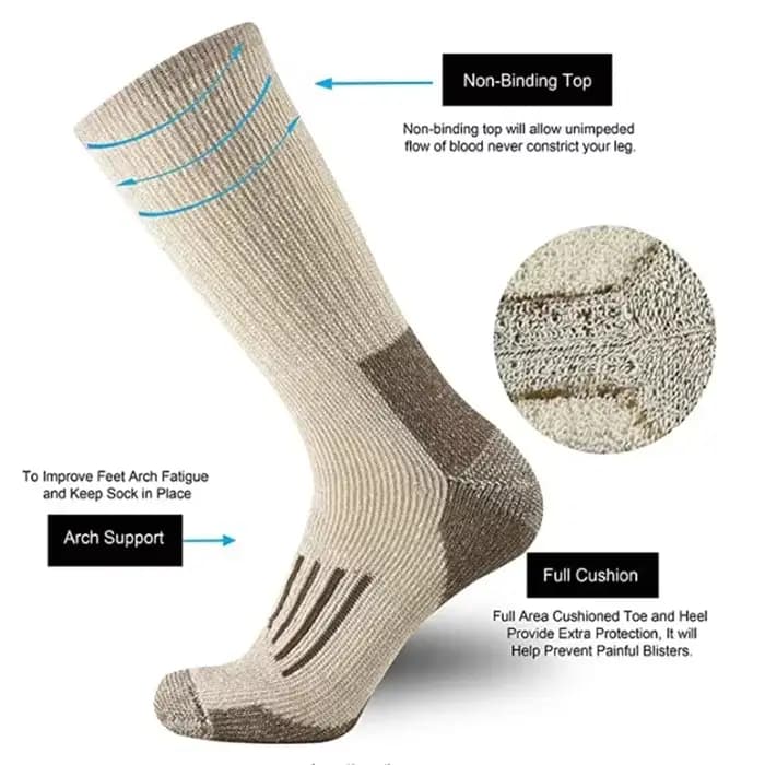 1 paire 80% laine chaussettes épaissir chaud randonnée coussin équipage