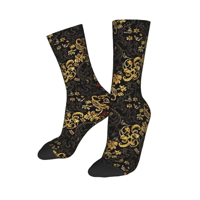 Chaussettes Renaissance dorées Transitions bas gothiques Couple