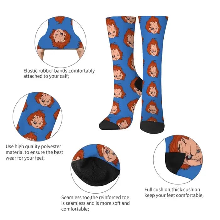 Horreur Chucky poupée bande dessinée chaussettes drôle heureux hommes