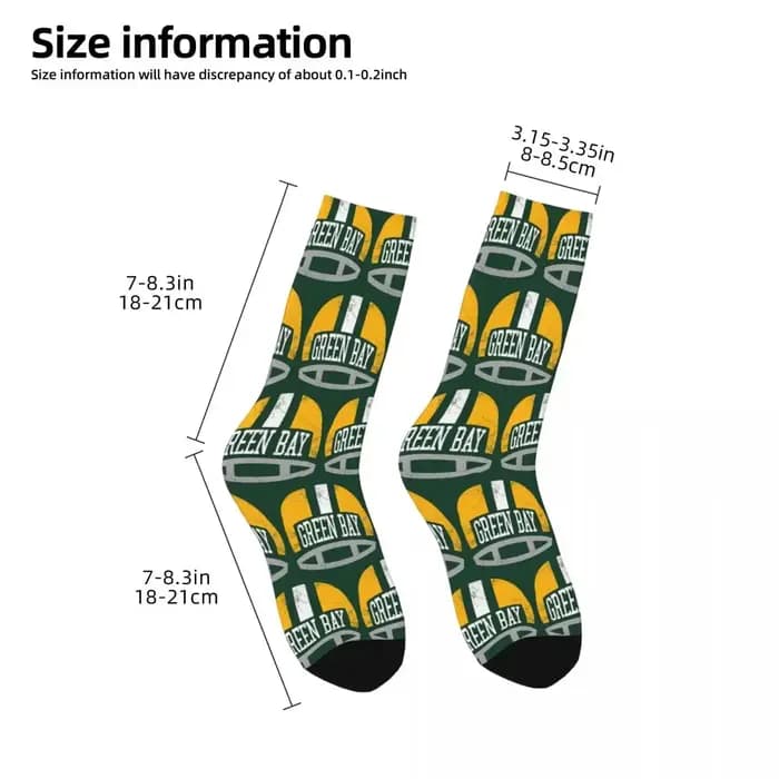 Casque rétro Green Bay-chaussettes vertes Harajuku bas absorbant la sueur chaussettes longues toutes saisons accessoires pour cadeaux homme femme