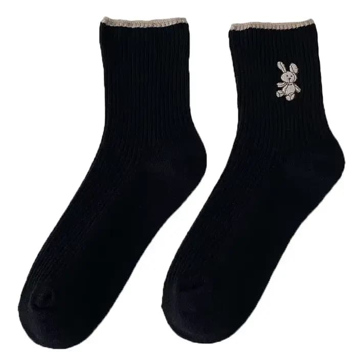 Femmes chaussettes nouvelle mode mignon confortable respirant chaussettes Style japonais mignon lapin broderie décontracté filles doux de haute qualité