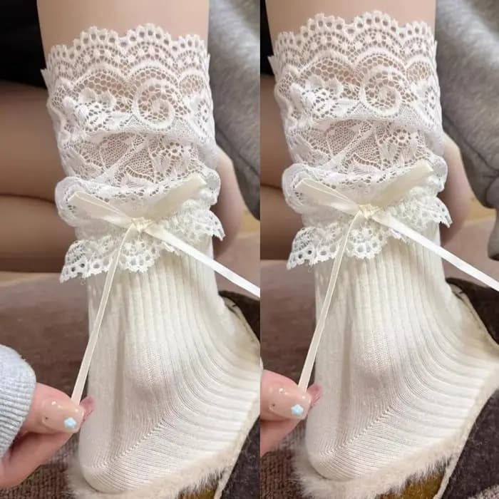 Lolita dentelle nœud chaussettes automne/hiver cuisse haute