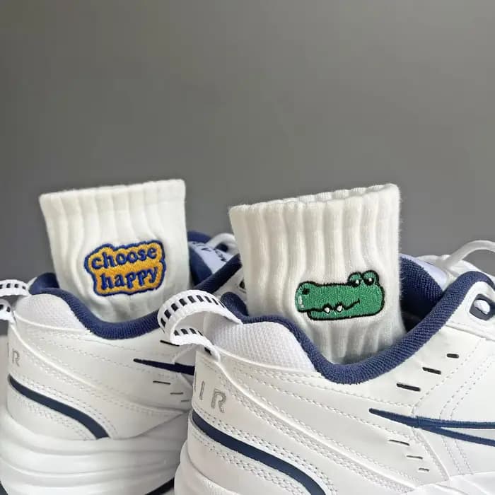 Broderie Aartoon animaux quotidien cheville chaussette hommes coton chaussettes courtes printemps été mâle Harajuku