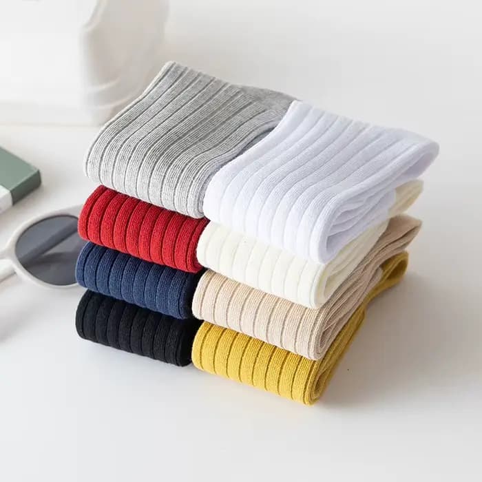 Chaussettes hautes en coton uni à rayures pour bébé fille et garçon de 0 à 3 ans