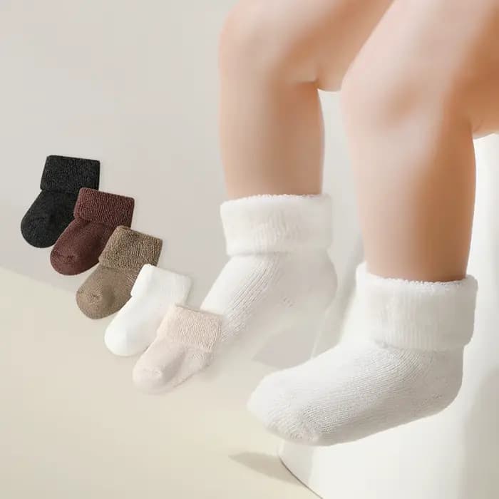 5 paire/ensemble hiver épaissir chaud bébé chaussettes couleur unie nouveau-né