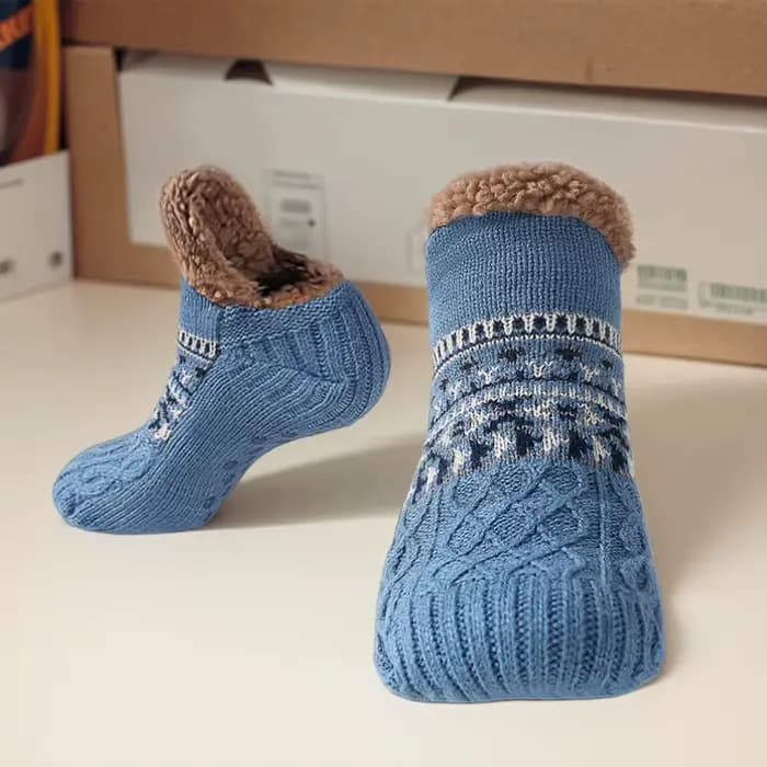 Chaussettes pantoufles d'intérieur antidérapantes pour hommes et femmes, chaussettes de couchage thermiques pour la maison, idéales pour Noël