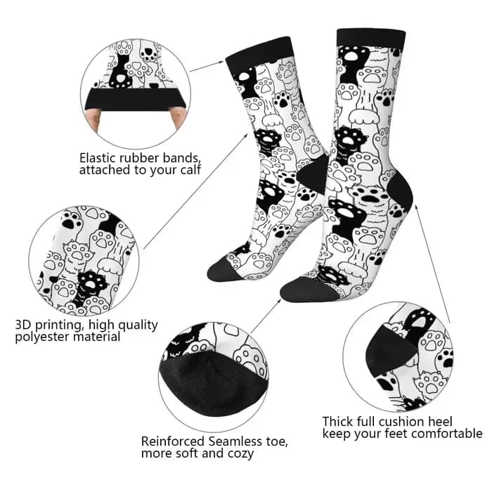Chaussettes drôles de patte de chat pour femmes et hommes