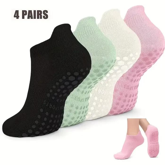4 paires de chaussettes Pilates antidérapantes pour femmes