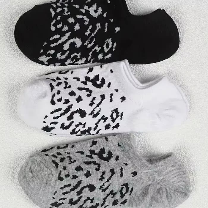 6/12 paires femmes imprimé léopard bateau chaussettes à la mode impression doux confortable absorbant la sueur respirant
