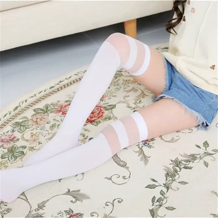 2 à 12 T blanc école filles chaussettes coton genou haute longues