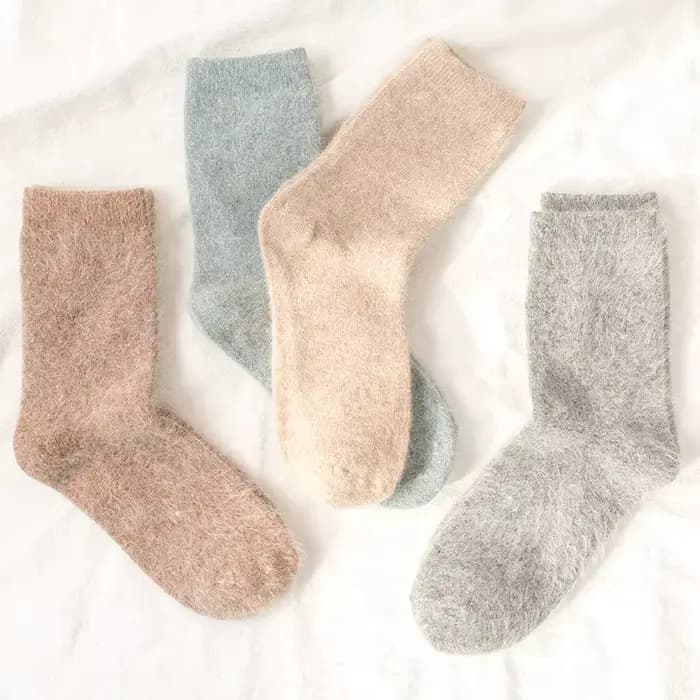Chaussettes épaisses en laine de lapin angora pour femmes