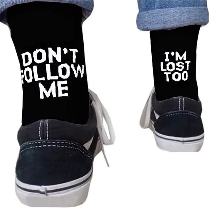 Livraison directe automne hiver hommes drôle Harajuku Humor mot imprimé chaussettes créatif Hip Hop rue Skateboard unisexe équipage heureux chaussette