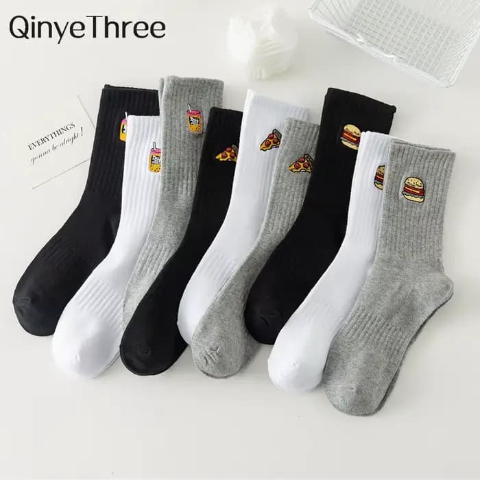 Chaussettes épaisses Hipster décontractées avec motif Hamburger Pizza