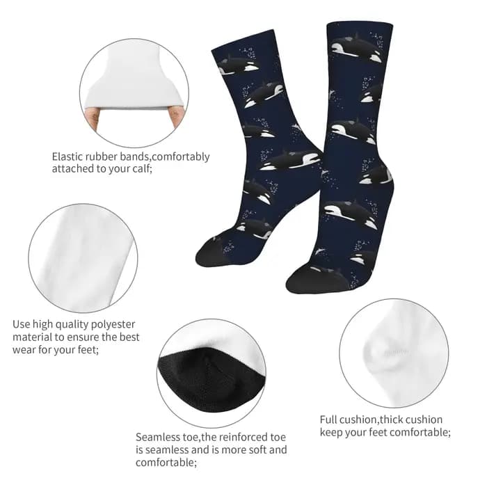 Orca - Sea Life Pattrn chaussettes bas drôles femmes hommes