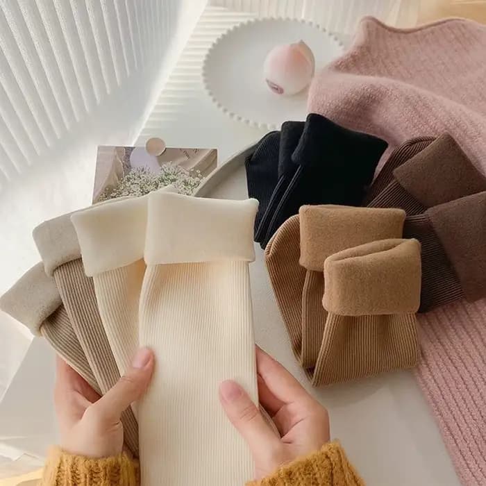 5 paires de chaussettes de neige pour femmes, chaussettes d'automne et d'hiver avec bas de sol de couchage chauds et épais, couleur unie pour femmes