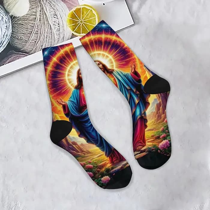 Jésus le sauveur mythologie Art chaussettes pour hommes confortable chaud rétro mode