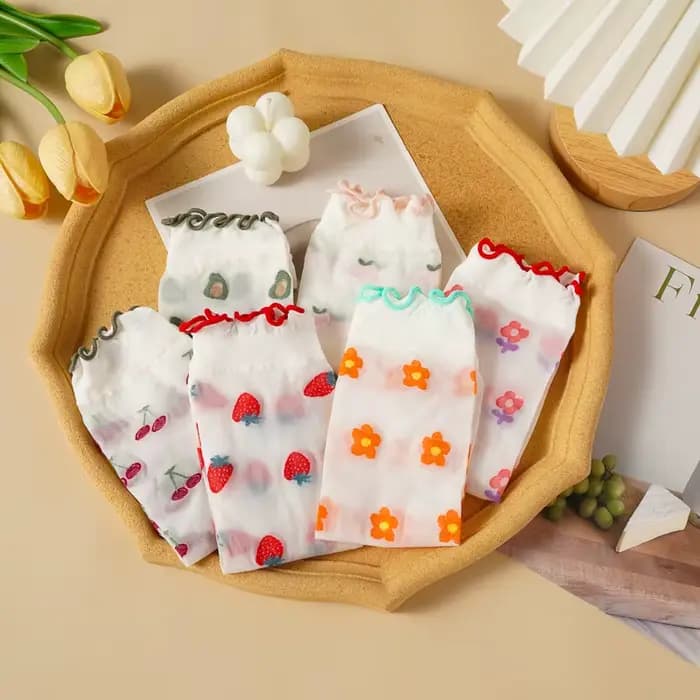 1/6 Paris femmes fruits dentelle cristal bas maille verre soie chaussettes courtes