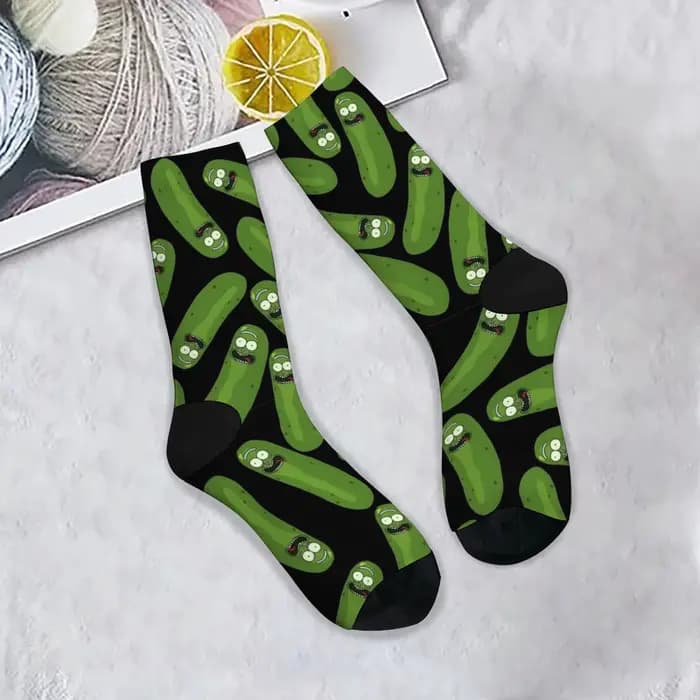Dessin animé drôle concombre nouveauté chaussettes heureuses style Harajuku rétro tendance