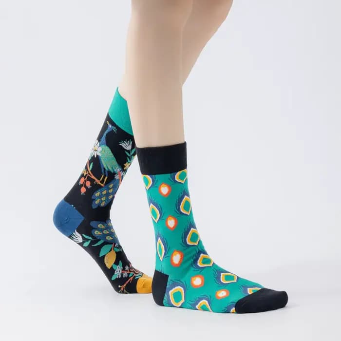 Chaussettes mi-mollet d'inspiration rétro avec motif paon AB