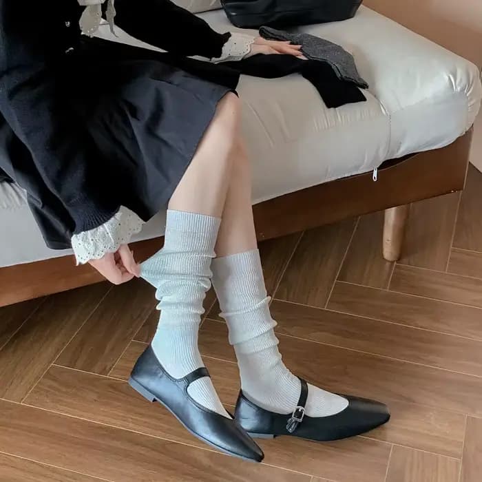 Femmes bas nouvelle mode décontracté Thi genou chaussettes hautes femme coton couleur unie longue confortable cuisse