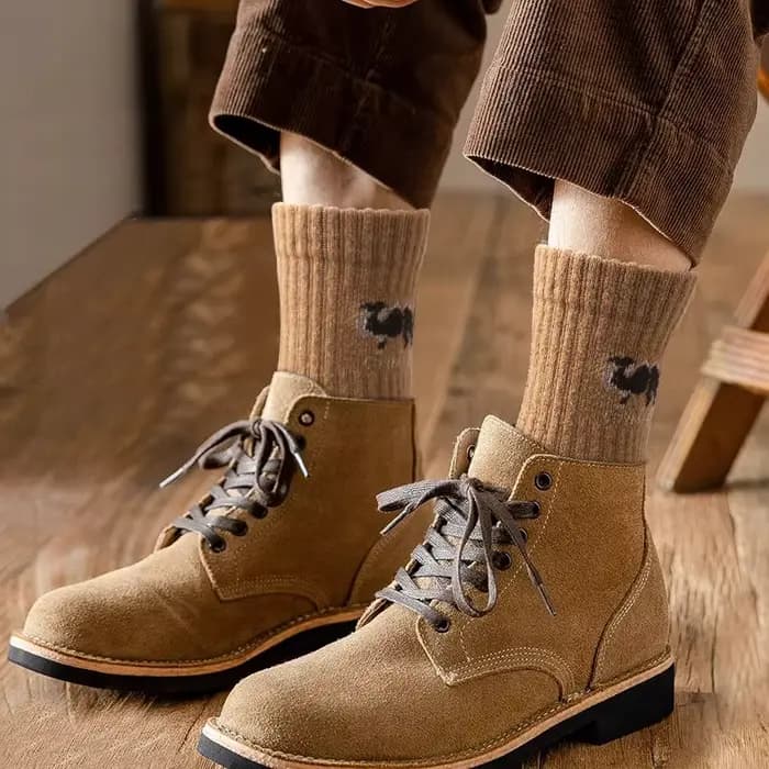 5 paires de chaussettes épaisses imprimé chameau pour hommes