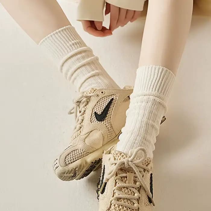 Femmes longues Tube chaussettes coton biologique Sport décontracté haute genou