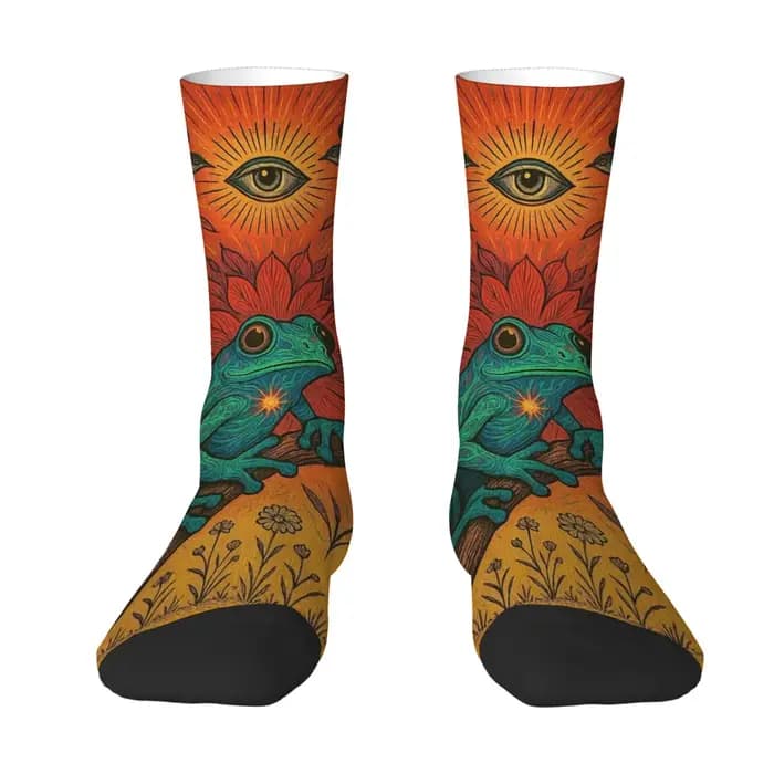 Oeil mystérieux psychédélique grenouille chaussettes Style bohème Vintage mode hommes chaussettes confortable antidérapant décontracté sport chaussettes cadeau
