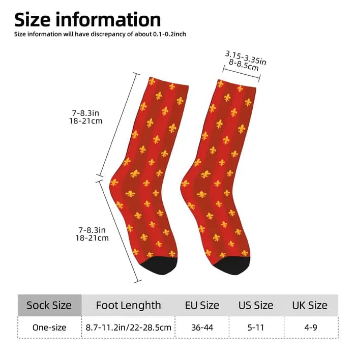 Personnalisé Fleur De Lys or et rouge France hommes femmes chaussettes d'équipage unisexe amusant impression 3D